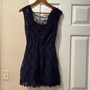 Navy blue crochet/lace material dress
